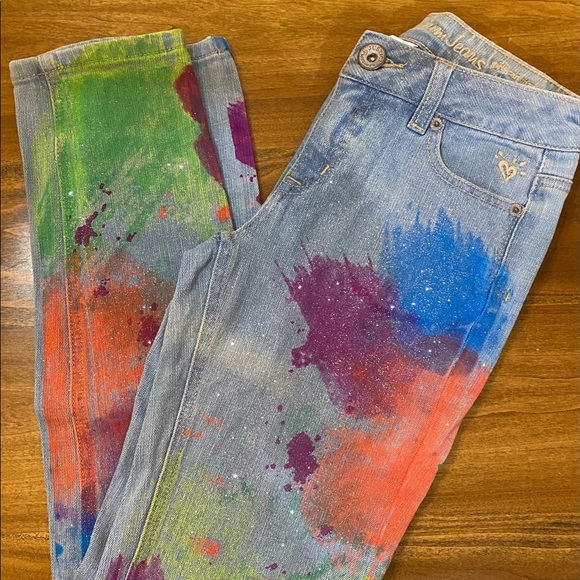 Justice Destructed Paint 🎨 Splatter Tie Dye Jeans - Picture 8 of 8
